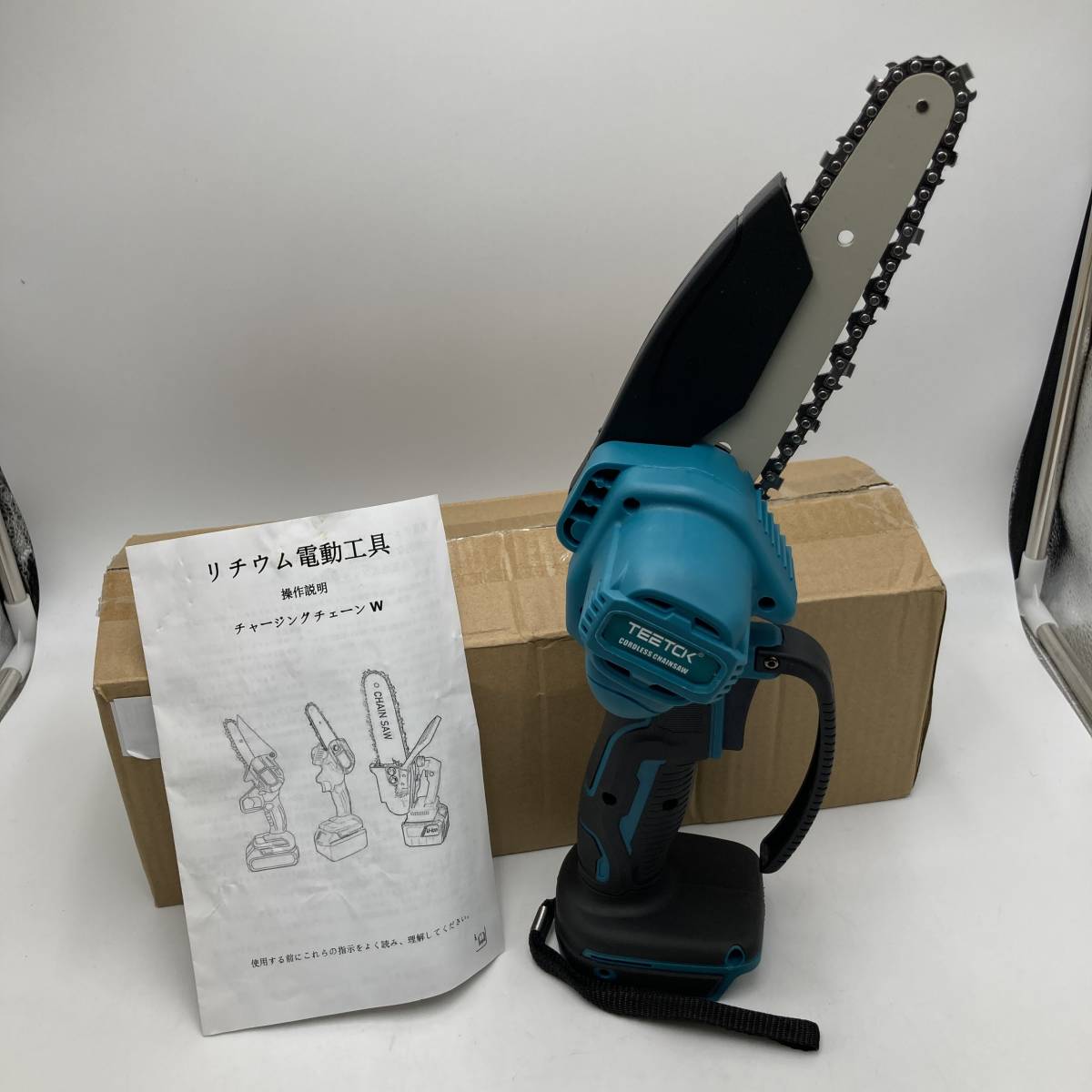 【未検品】TEETOK 電動チェーンソー ノコギリ 6インチ 軽量 DIYや木材の切断 庭木の剪定/Y12655-U1_画像1