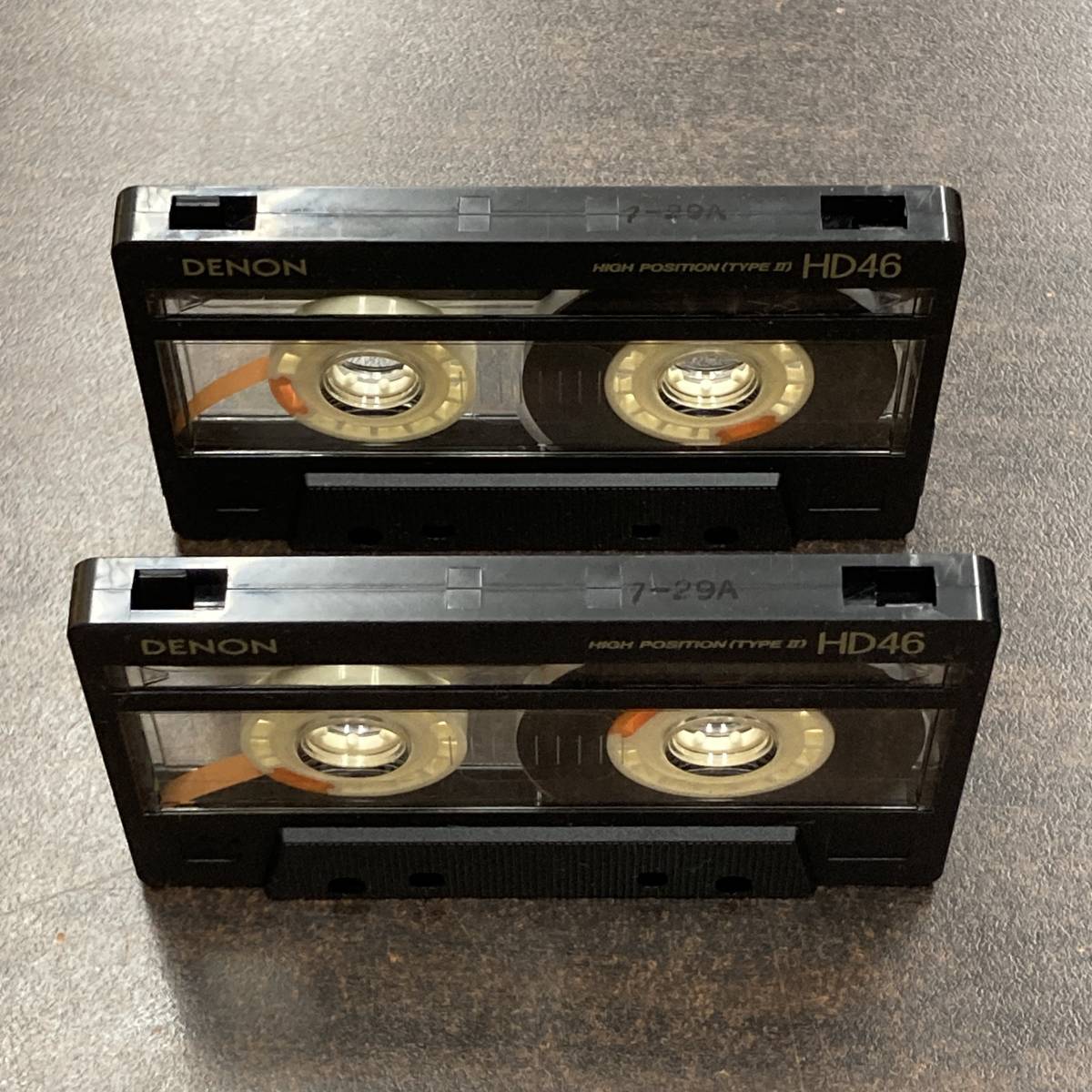 0765T DENON HD 46分 ハイポジ 2本 カセットテープ/Two DENON 46 Type II High Position Audio Cassette_画像2