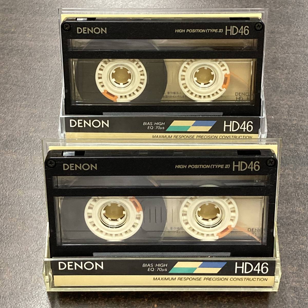 0765T DENON HD 46分 ハイポジ 2本 カセットテープ/Two DENON 46 Type II High Position Audio Cassette_画像1