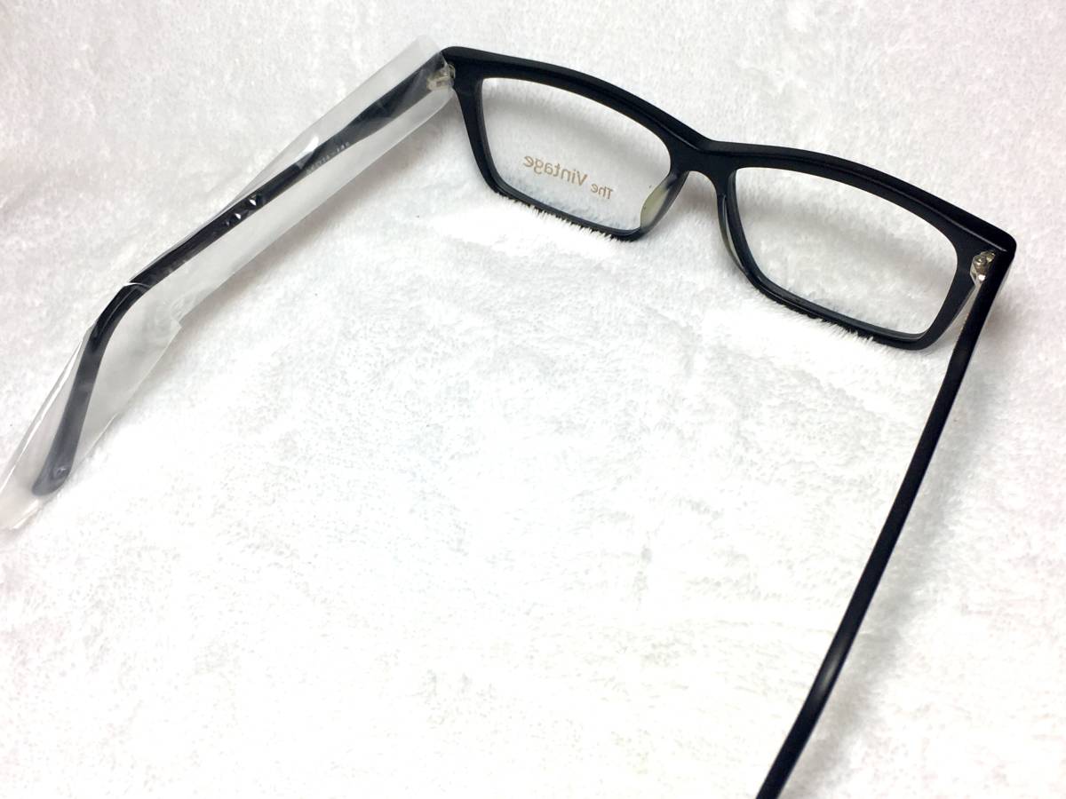 デッドストック The Vintage セル 眼鏡 VT-825 56 艶消し 黒 大きめ ウェリントン ビンテージ 未使用 ブラック フレーム_画像4