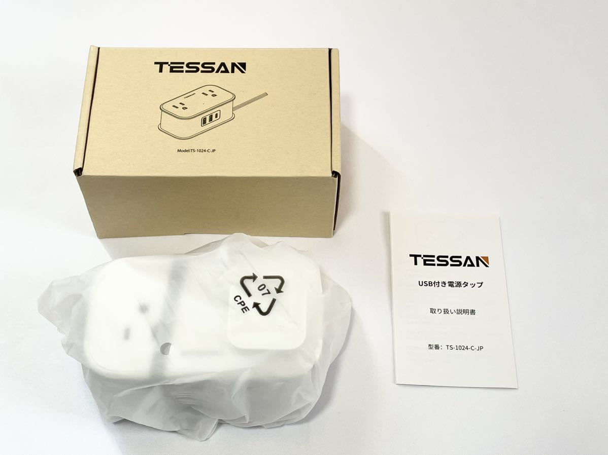 延長コード タイプc TESSAN 1m 電源タップ usb付き コンセントタップ 4個AC差込口 1USB-Cポート 2USB-Aポート 小型軽量 テーブルタップA6_画像7