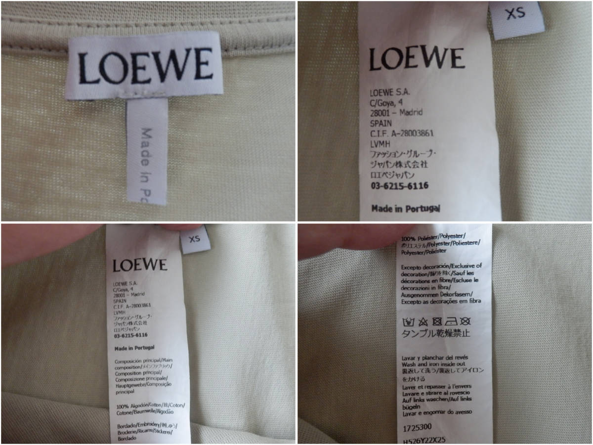 LOEWE ロエベ アナグラム フェイクポケット 半袖 Tシャツ メンズ XS_画像4