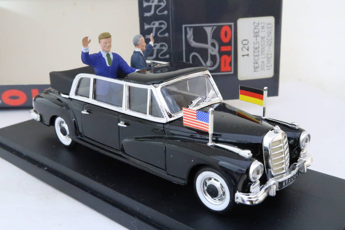 RIO MERCEDES BENZ 300d KENNEDY-ADENAUER メルセデスベンツ ケネディ大統領フィギュア付 箱付 1/43 イタリア製 ニレレ_画像3