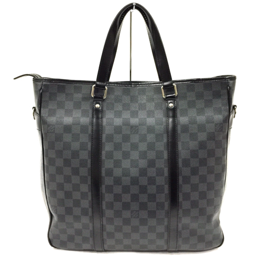 ルイヴィトン ダミエ トートバッグ タダオPM グラフィット メンズ グレー ハンドバッグ シルバー金具 LOUIS VUITTON_画像1