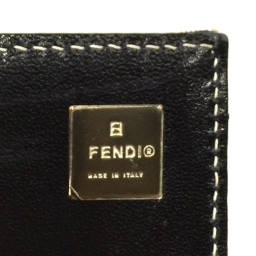 フェンディ 二つ折り 長財布 ズッキーノ キャンバス×レザー レディース グレー系 シルバー金具 カード入れ FENDI_画像6