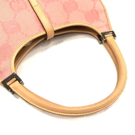 グッチ ハンドバッグ ジャッキー GGキャンバス レザー シルバー金具 ピンク × ブラウン 保存袋 付属 GUCCI_画像5