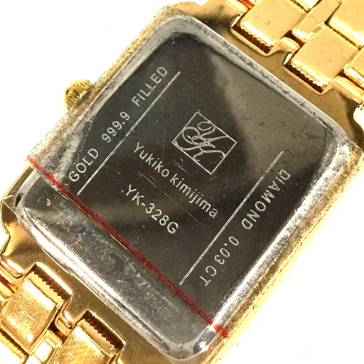 ユキコキミジマ ラインストーン クォーツ 腕時計 メンズ レディース ペアウォッチ ゴールドカラー 未稼働品_画像3