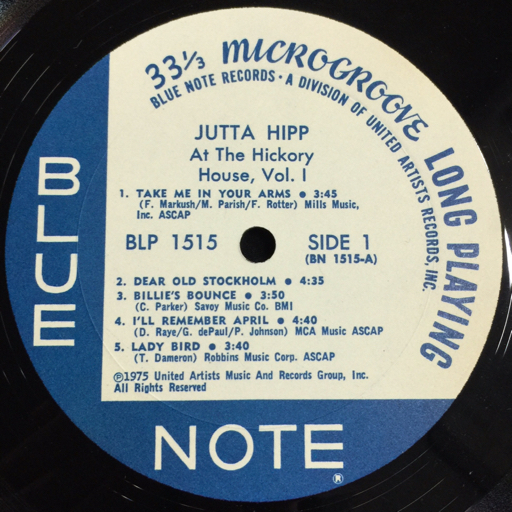 ユタ・ヒップ JUTTA HIPP At The Hickory House, Vol.1 Blue Note 1515 レコード 現状品_画像5