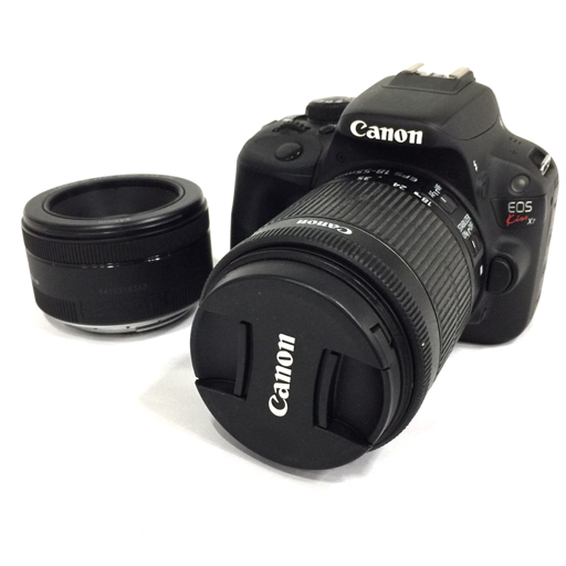 1円 Canon EOS Kiss X7 EF 50mm 1:1.8 STM EF-S 18-55mm 1:3.5-5.6 IS STM デジタル一眼レフカメラ C031118_画像1