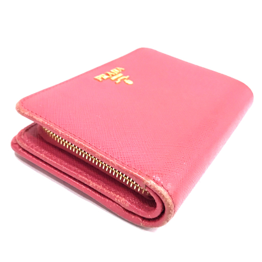 プラダ コンパクト ウォレット L字ジップ ボタン ピンク ファッション小物 財布 イタリア製 レディース PRADA_画像3