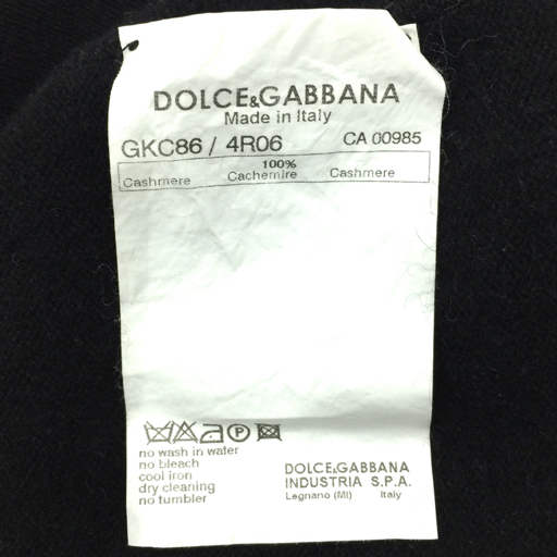 ドルチェ&ガッバーナ サイズ 38 長袖 ジップアップ ニットパーカー カシミヤ レディース ブラック Dolce&Gabbana_画像8