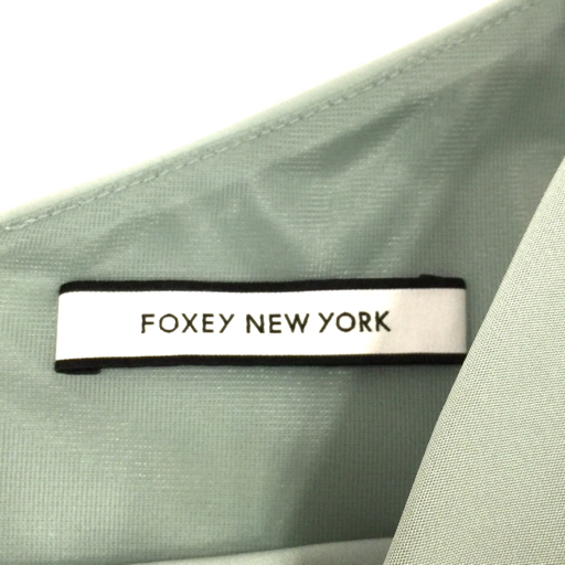フォクシー ニューヨーク サイズ 40 ノースリーブ ワンピース リボン バックジップ ポリ 混 レディース グリーン_画像5