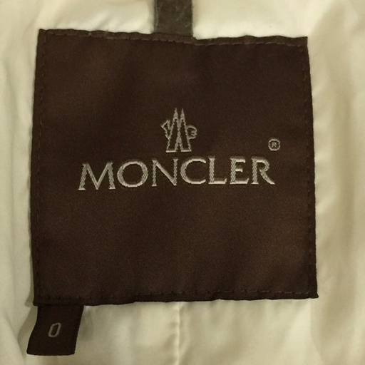 モンクレール サイズ 0 ナイロン 長袖 ダウンコート ジップアップ フーディ レディース アイボリー系 MONCLER_画像6