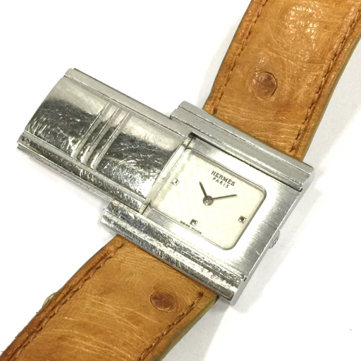 エルメス グリザード クォーツ 腕時計 GL1.510 ホワイト文字盤 2針 社外ベルト 稼働品 ブランド小物 HERMES_画像1