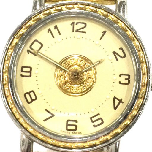 エルメス 腕時計 セリエ SE4.220 ラウンド コンビカラー クォーツ レディース 社外ベルト HERMES QS122-27_画像1