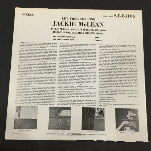 ジャッキー・マクリーン JACKIE McLEAN / Let Freedom Ring Blue Note 84106 レコード ブルーノート 現状品_画像2
