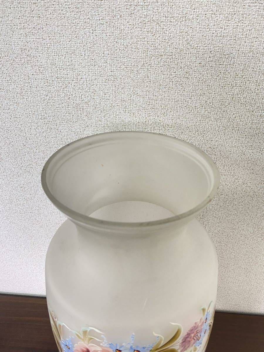 花瓶 花器 花 陶器 花生 壺 ガラス工芸品　工芸品　ガラス花瓶　花柄　生花　高さ約46cm 壺口直径約16.8cmガラス製/規格外1_画像3