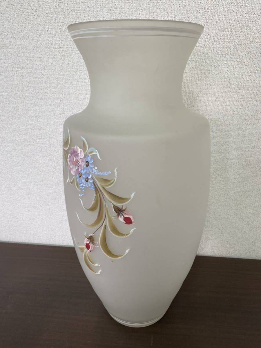 花瓶 花器 花 陶器 花生 壺 ガラス工芸品　工芸品　ガラス花瓶　花柄　生花　高さ約46cm 壺口直径約16.8cmガラス製/規格外1_画像4