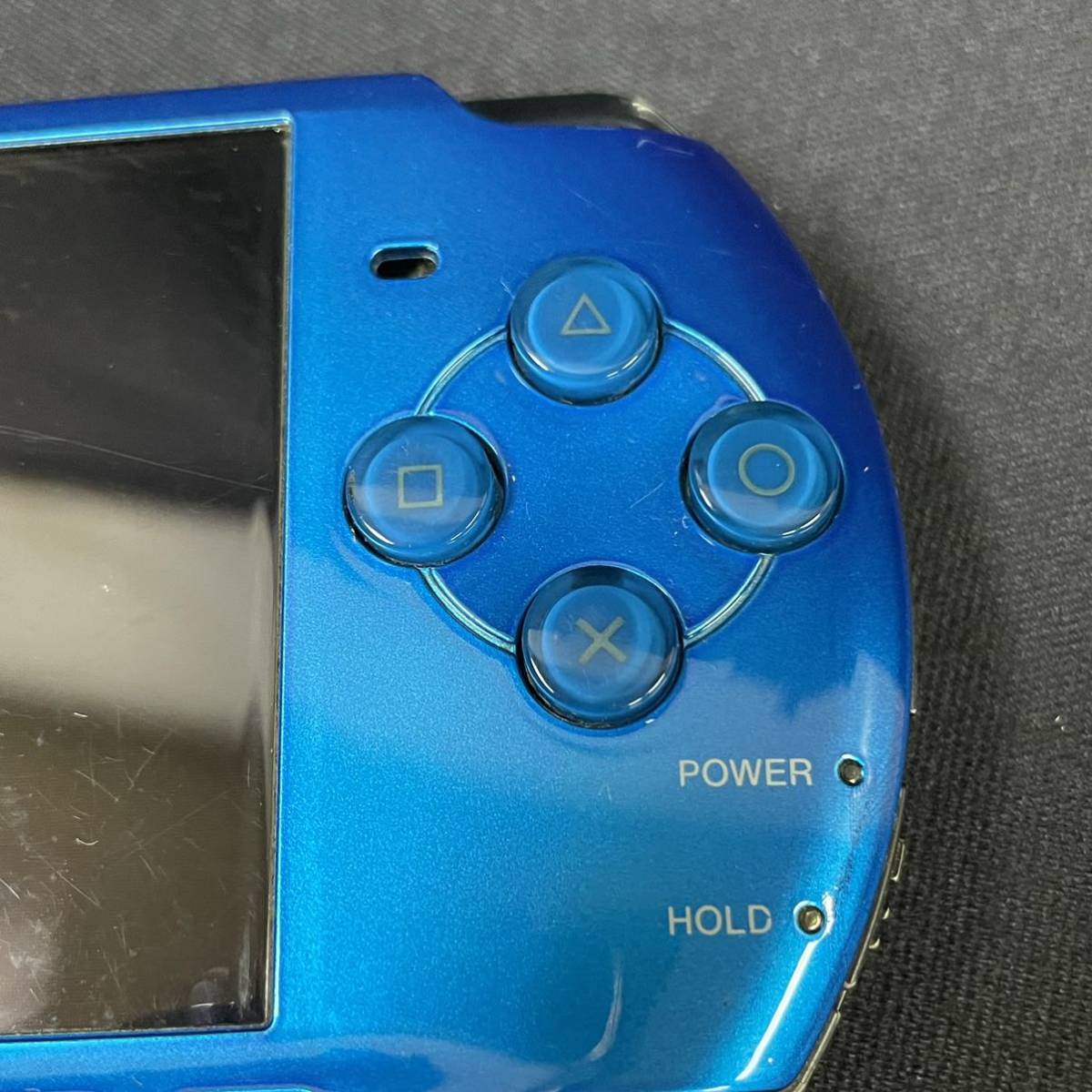 wh106 動作品 SONY PSP-3000 本体 ブルー メモリースティック付き バッテリー無し ソニー プレイステーションポータブル_画像7