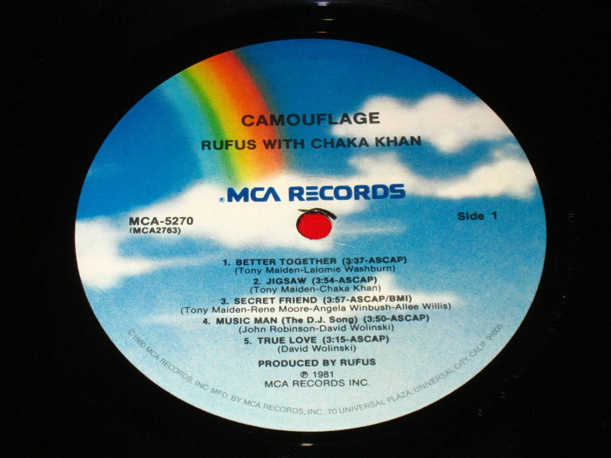 Rufus with Chaka Khan LP CAMOUFLAGE US盤 美品 !!の画像4