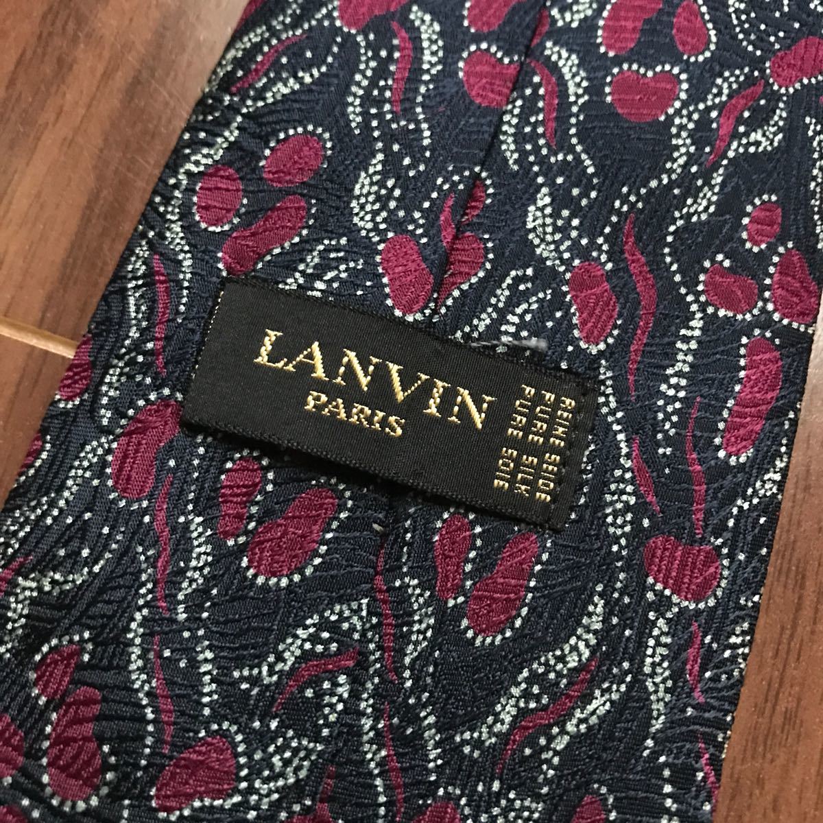 LANVIN ランバン ネクタイ ネイビー プリント柄_画像7