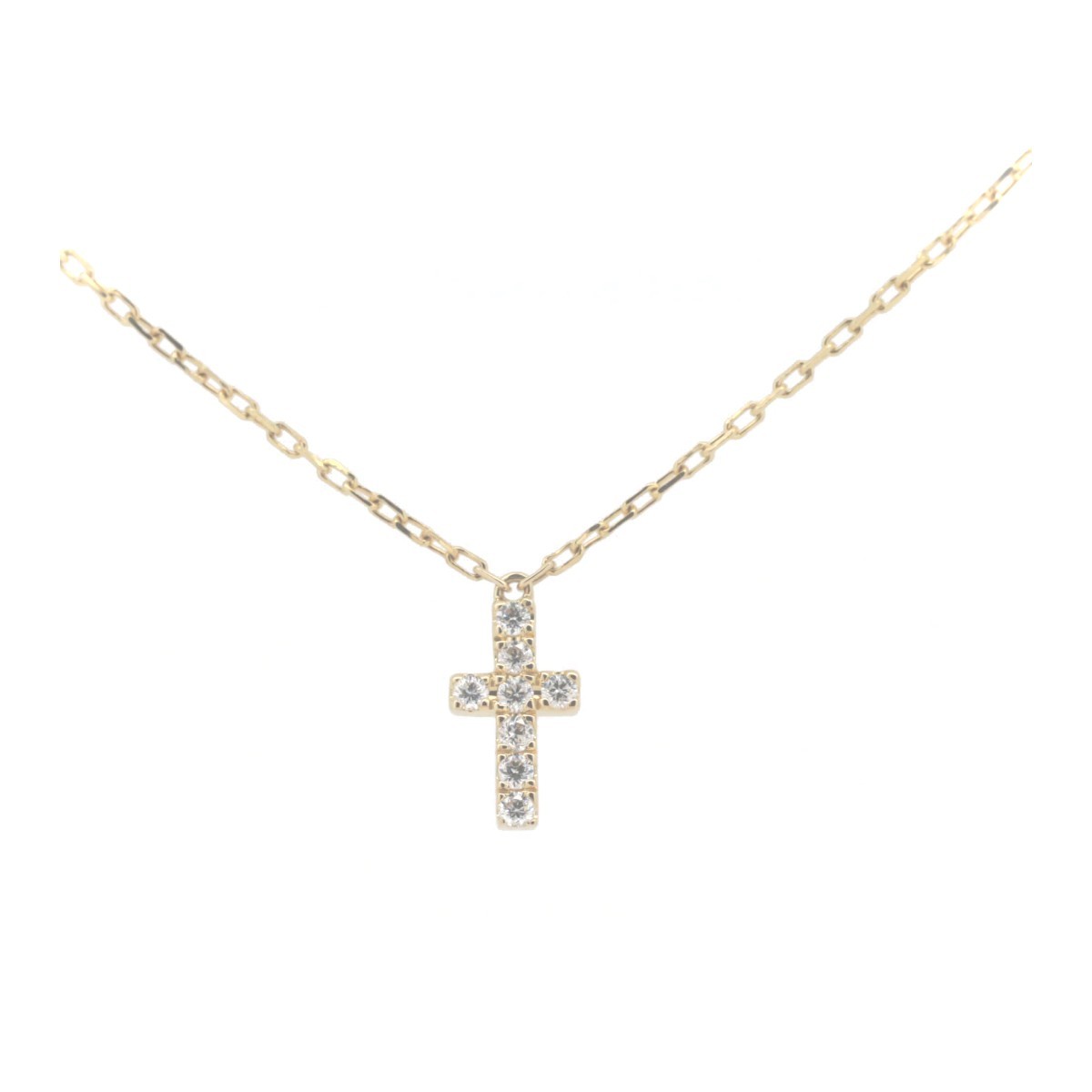  Ahkah diamond Cross necklace 0.05ct K18YG(18 gold yellow gold ) pawnshop exhibition 