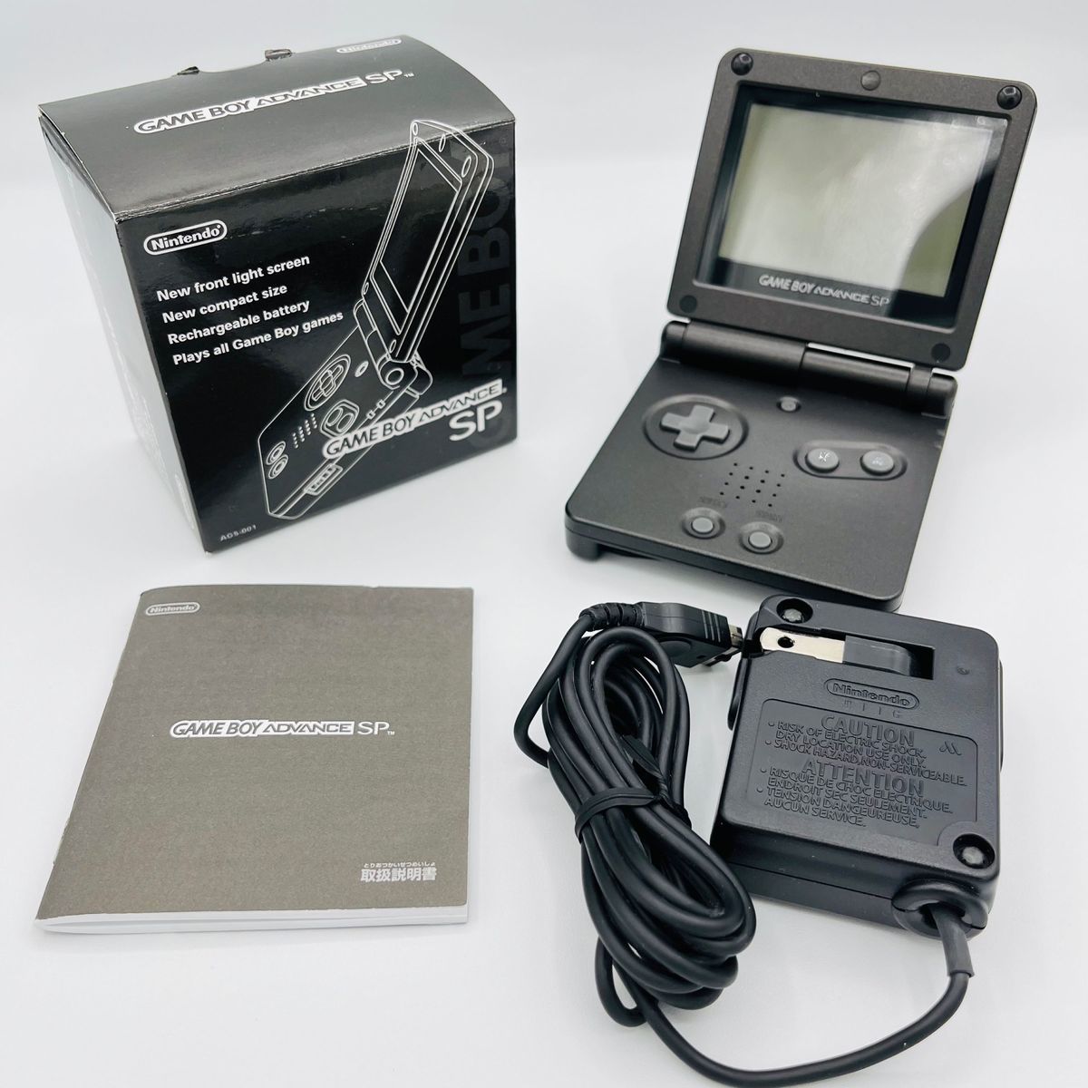 最高の 【美品】 任天堂 携帯ゲーム AGS-001 本体 GBASP 黒 オニキス