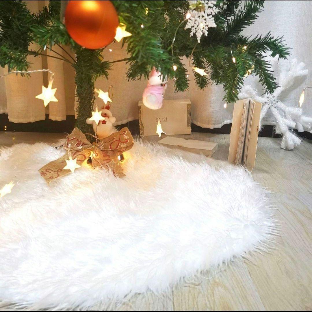 クリスマスツリー スカート ホワイト 足元隠し 円形 スノー Xmas ラグ_画像3