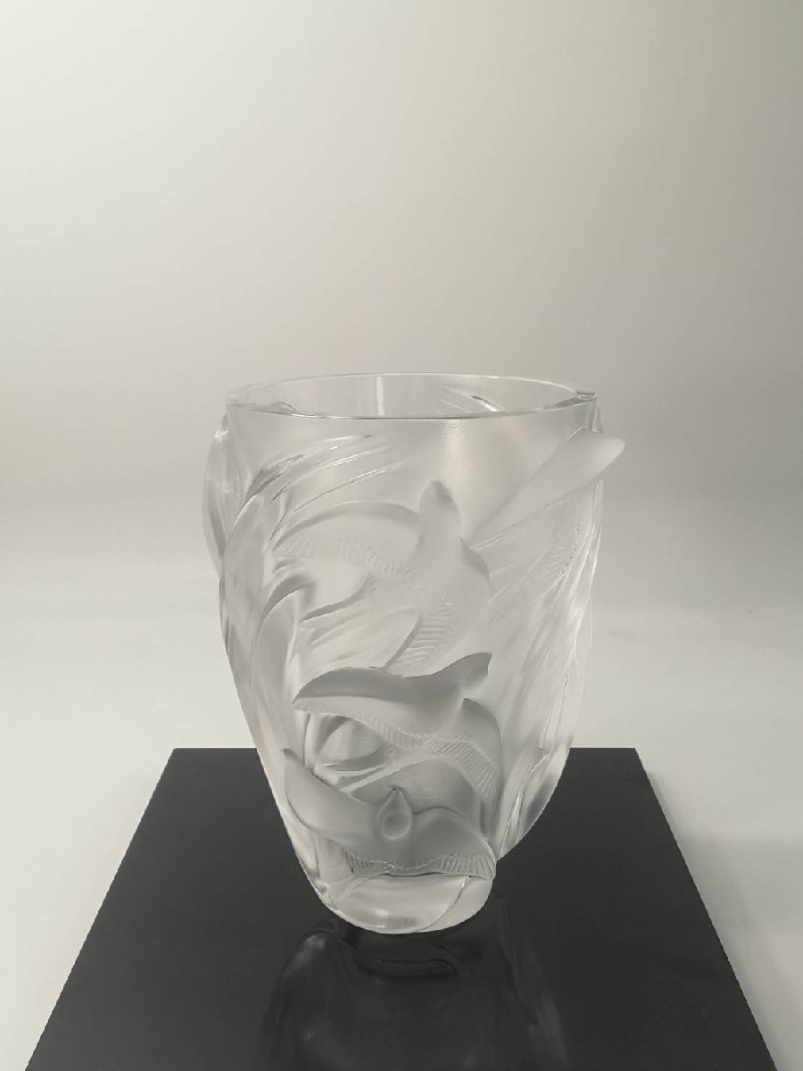 Ｏ ラリック　マルティネ　LALIQUE フランス　バードベース　高さ24cm フロステッドクリスタル　アール・デコ　レリーフ　鳥 23111701_画像1