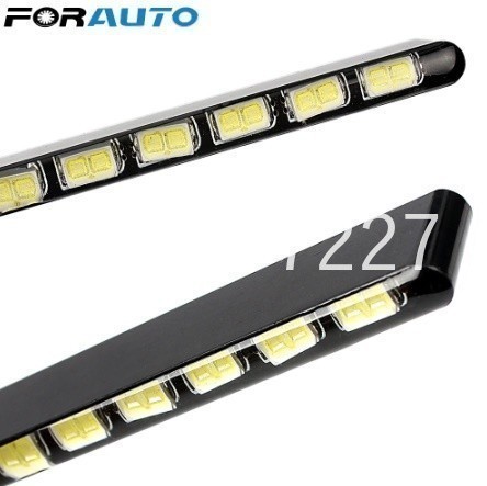 GQ098:★人気★車 日中走行用ライト SMD 車 DRL 7030 デイライト Led ストリップ 2 個 12 Led_画像1