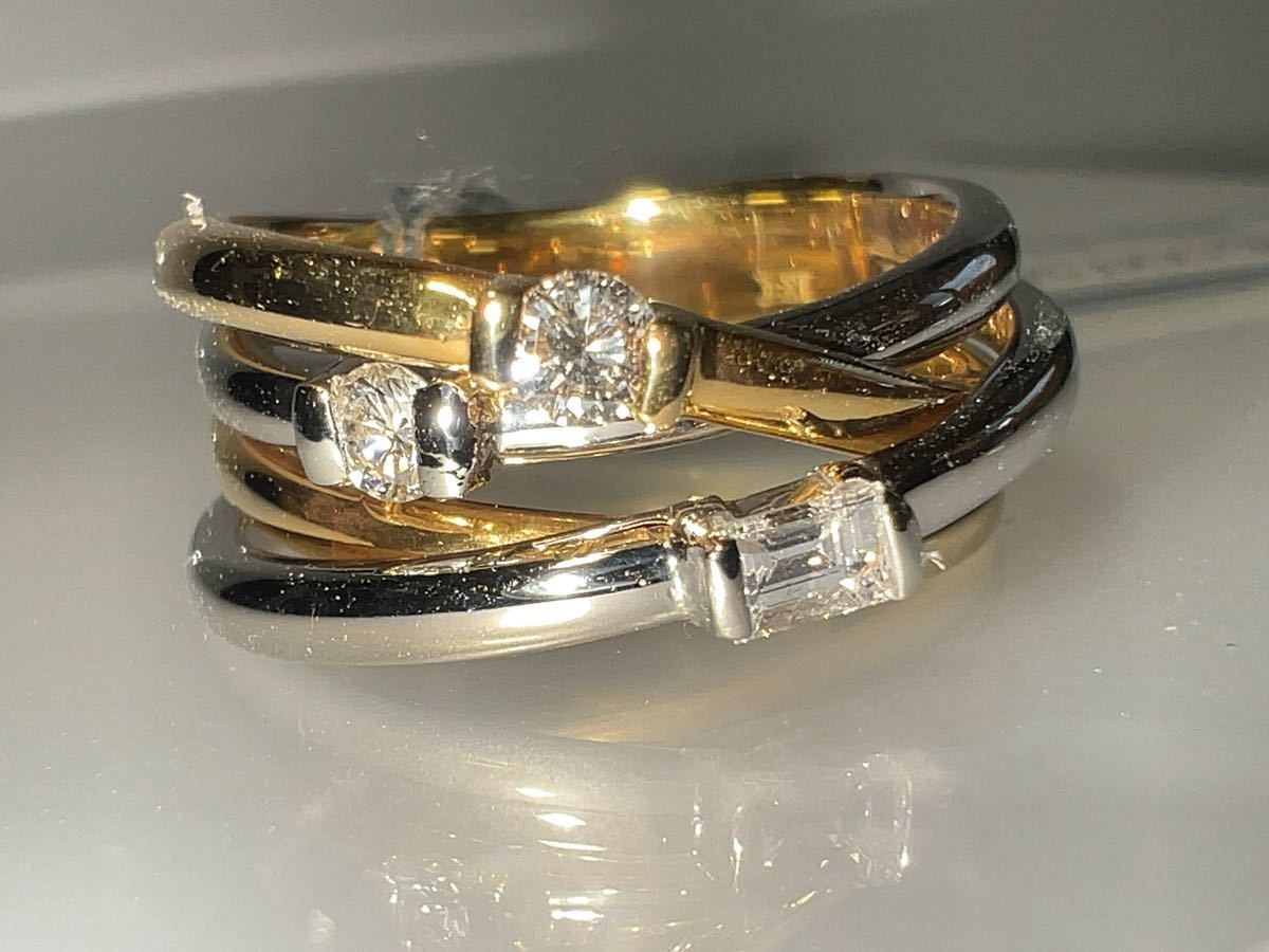 [ сильно сниженная цена ]K18/PT бриллиантовое кольцо KSM-006 0.3ct
