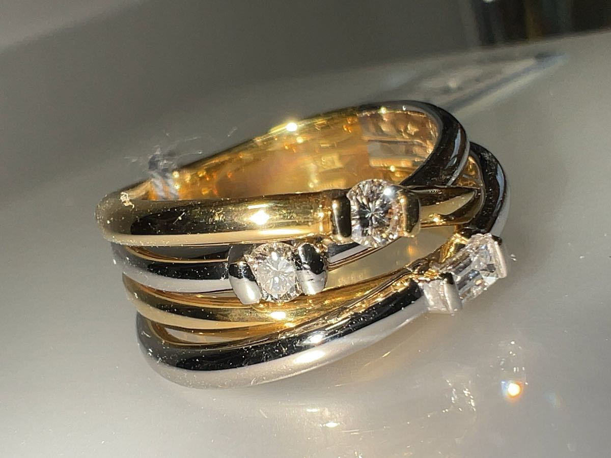 [ сильно сниженная цена ]K18/PT бриллиантовое кольцо KSM-006 0.3ct