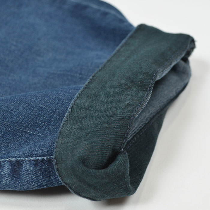  новый товар *L~LL Denim брюки женский карман есть талия резина низ painter's pants большой размер / Denim голубой / почтовая доставка возможно /11208232