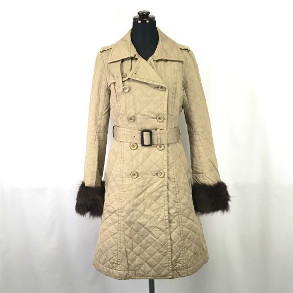 ジルスチュアート/JILLSTUART☆ブルーフォックスファー袖裾/トレンチコート【レディースS/ベージュ/beige】Coats/Jackets/Jumpers◇mBH317