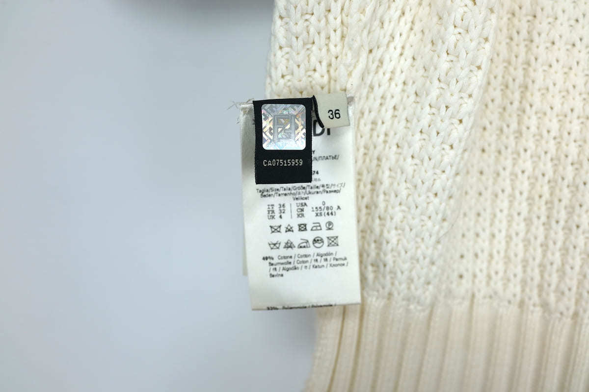 中古 21SS FENDI Knitted Short-sleeve Romper In White フェンディ ニット ジャンプスーツ ホワイト サイズ36_画像7