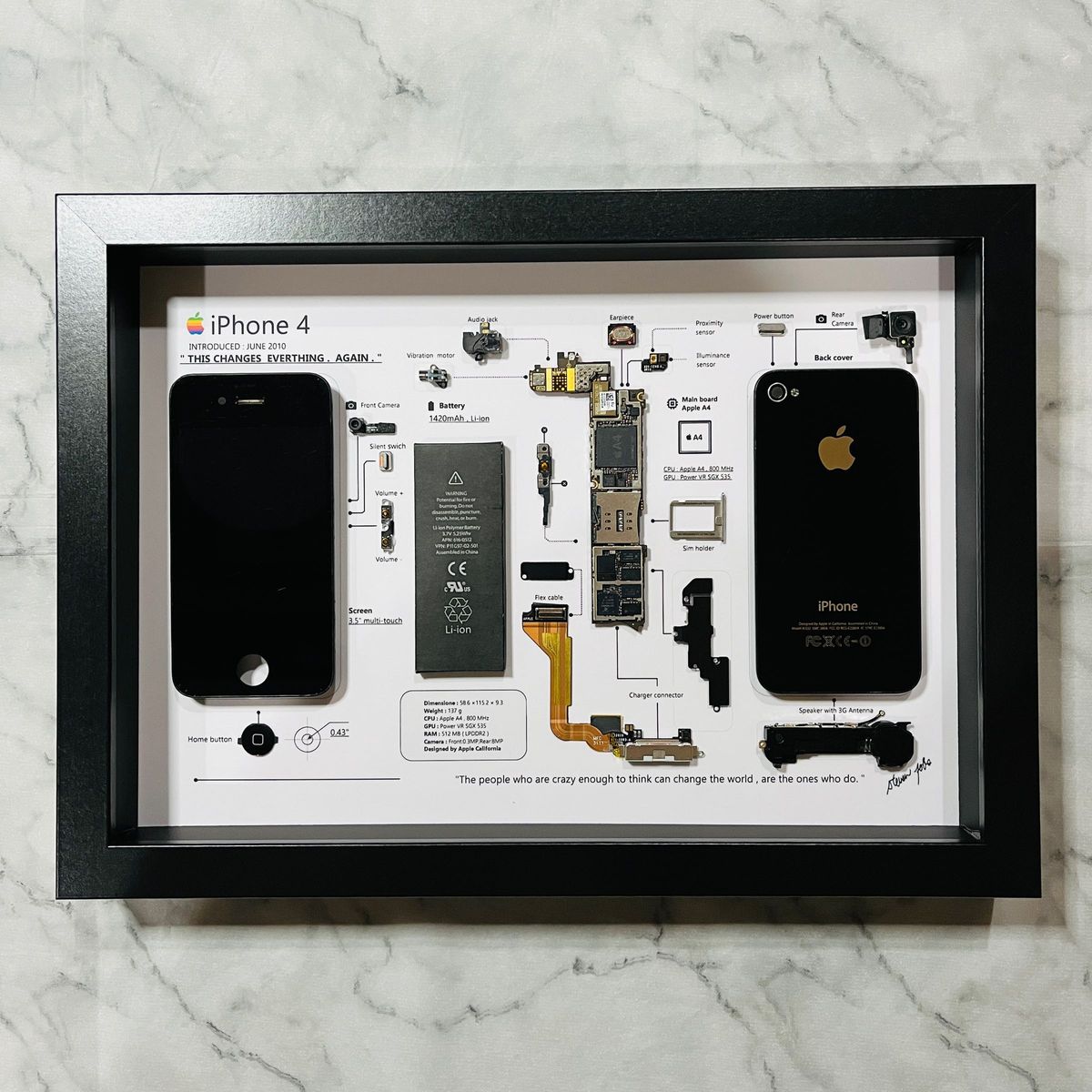 iPhone 4 Black 標本アート ボックスフレーム仕様 (A4サイズ iPhone 4 Black 標本アート ボックスフレーム仕様 (A4サイズ