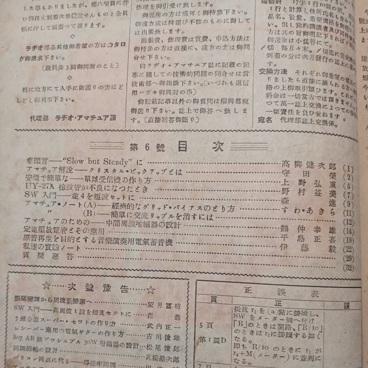 zaa-527♪月刊無線雑誌【ラヂオアマチュア 】特集;我国受信用真空管の歴史　1948年5月号 科学出版社 当時物 希少本