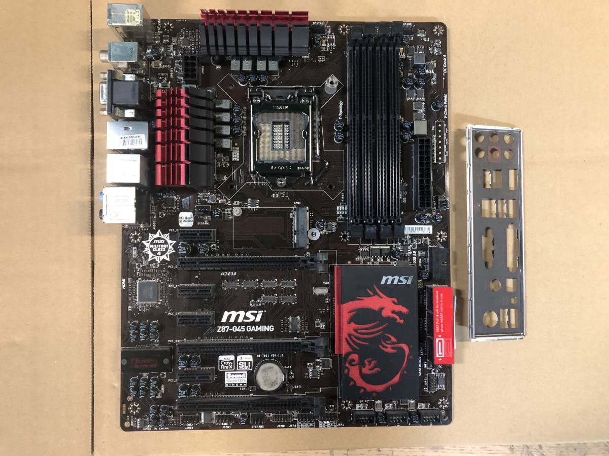 ★中古品 BIOS確認 MSI Z87-G45 GAMING ATXマザーボード IOパネル付属 ★_画像1