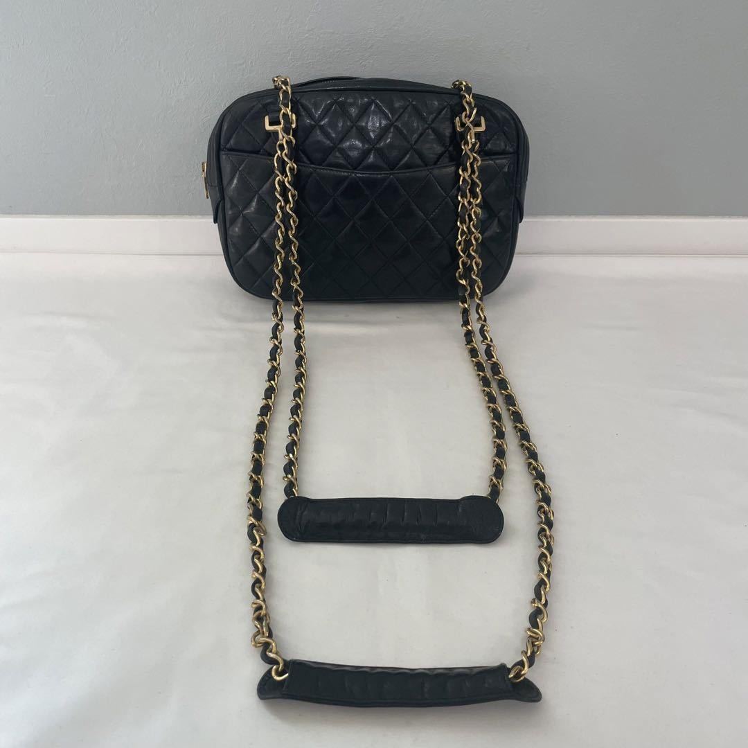 1円 CHANEL / シャネル マトラッセ ダブルチェーン ショルダーバッグ ラムレザー シリアルナンバーシール有 肩掛け可能_画像9