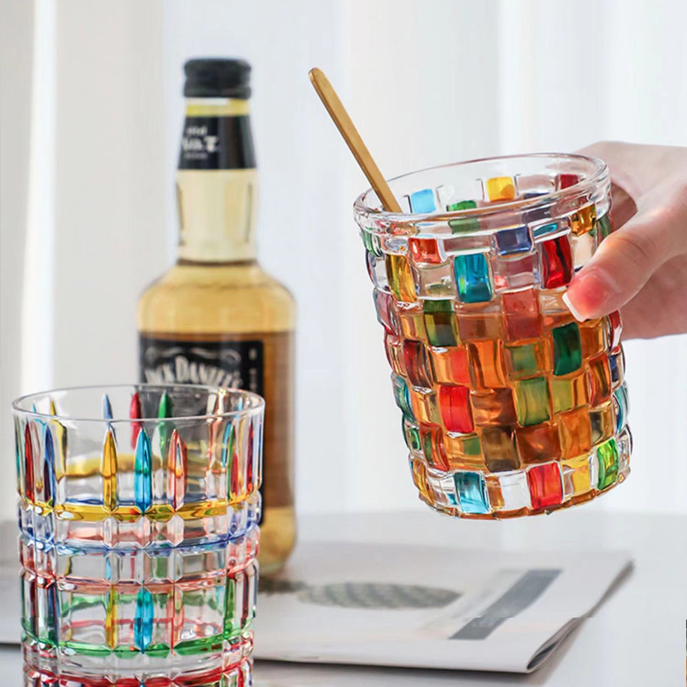塗られたガラスコップ ウイスキーグラス クリエイティブ ウォーターカップ コーヒー ジュース お茶_画像1