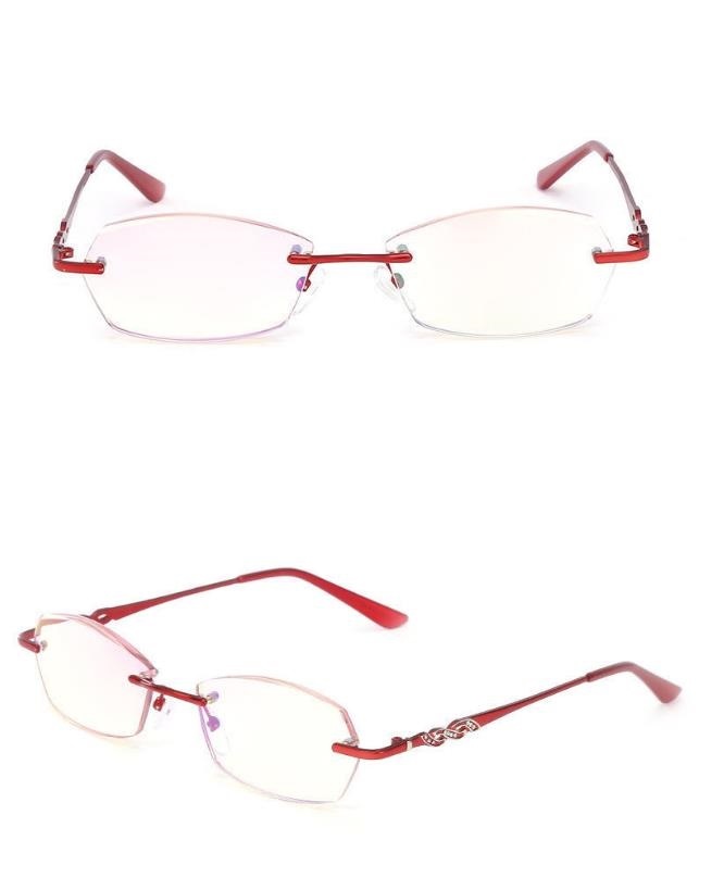 オシャレメガネ 伊達メガネ ブルーライトカット 紫外線防止 PCメガネ 眼鏡 フレームなし（レッド）_画像5