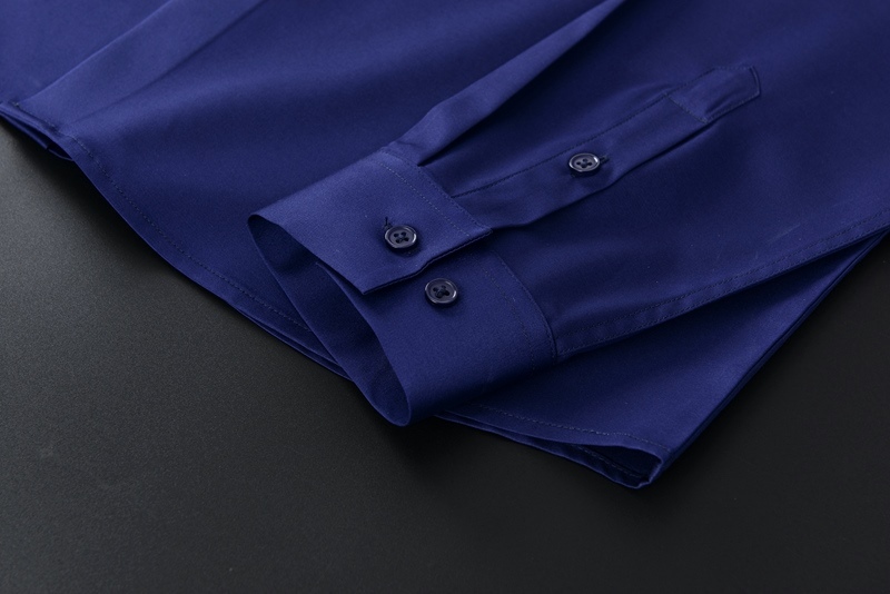 P285-3XL 新品DCKMANY■シルク混 長袖シャツ メンズ ノーアイロン 形態安定 ドレスシャツ ワイシャツ 無地 ビジネス シャツ/ネイビー_画像7