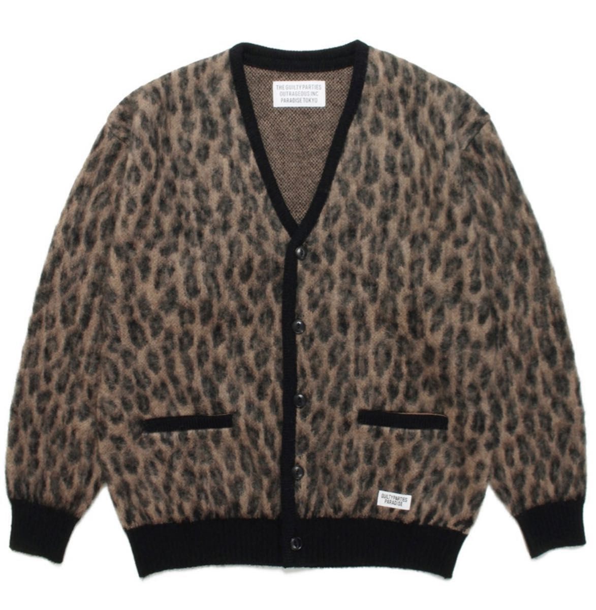 『WACKO MARIA』/ワコマリア LEOPARD MOHAIR CARDIGAN モヘア カーディガン ブラウン Mサイズ