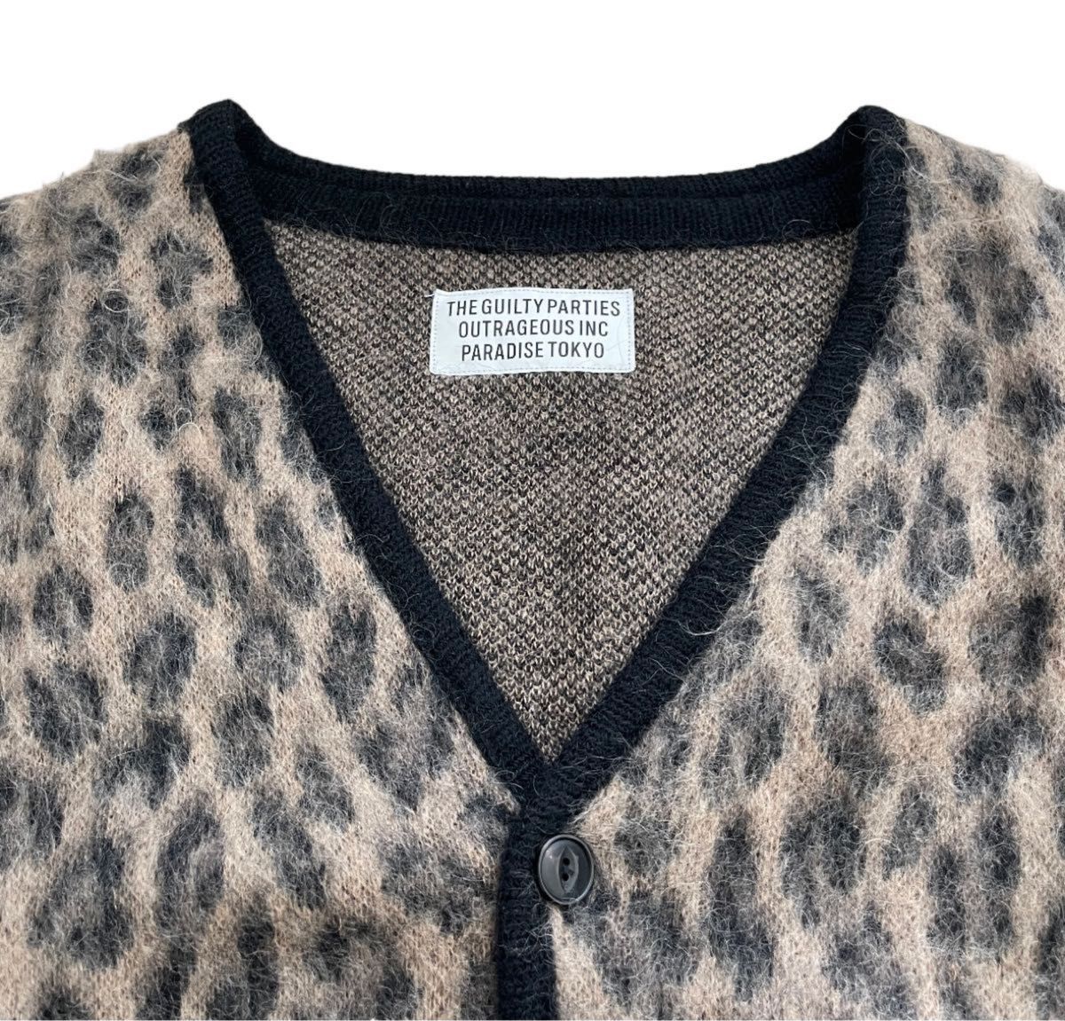 『WACKO MARIA』/ワコマリア LEOPARD MOHAIR CARDIGAN モヘア カーディガン ブラウン Mサイズ