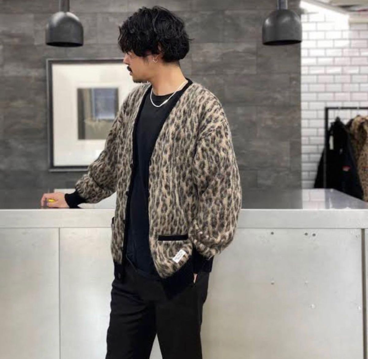 『WACKO MARIA』/ワコマリア LEOPARD MOHAIR CARDIGAN モヘア カーディガン ブラウン Mサイズ