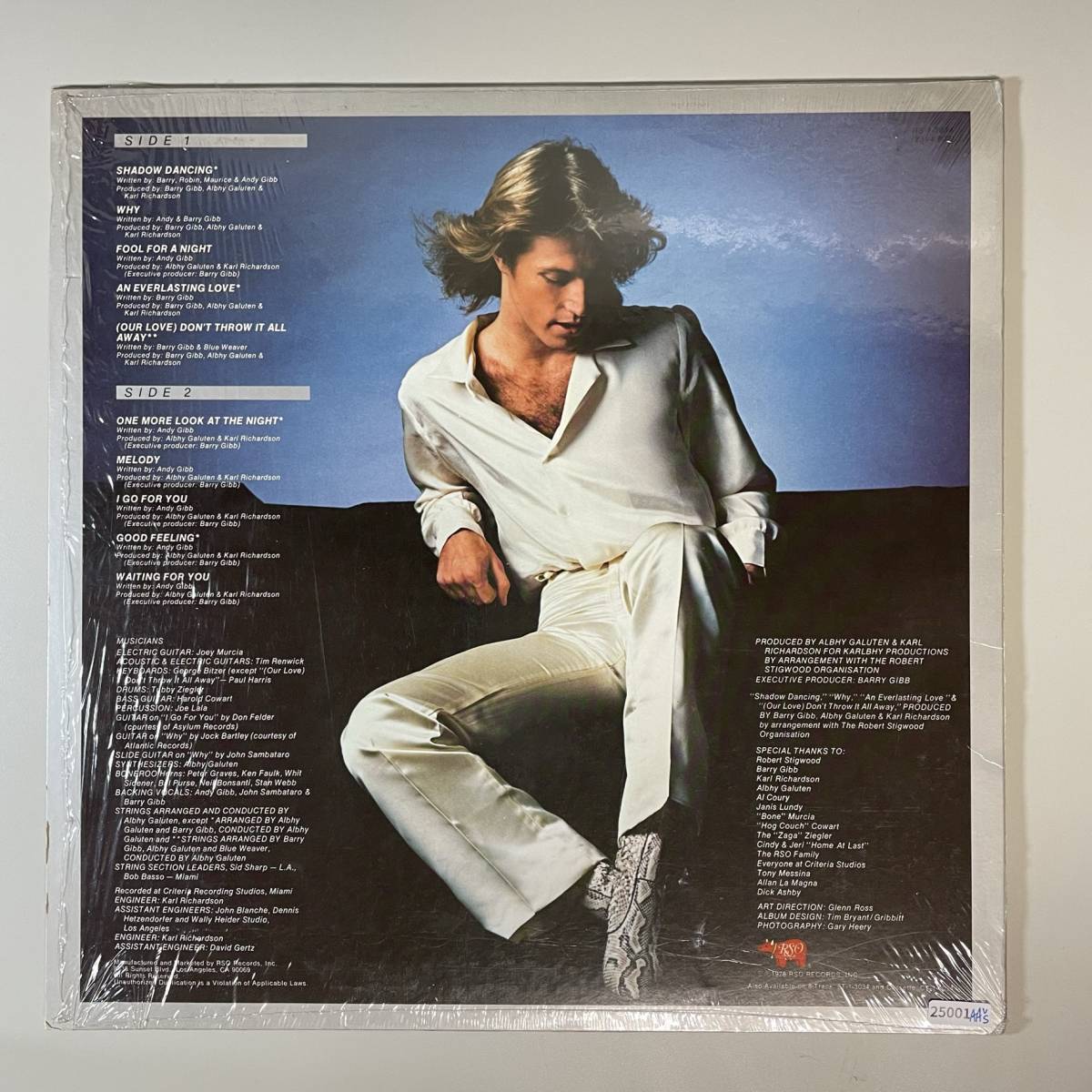 25001【US盤★美盤】 Andy Gibb/Shadow Dancing ※シュリンクステッカー※STERLING刻印有_画像2