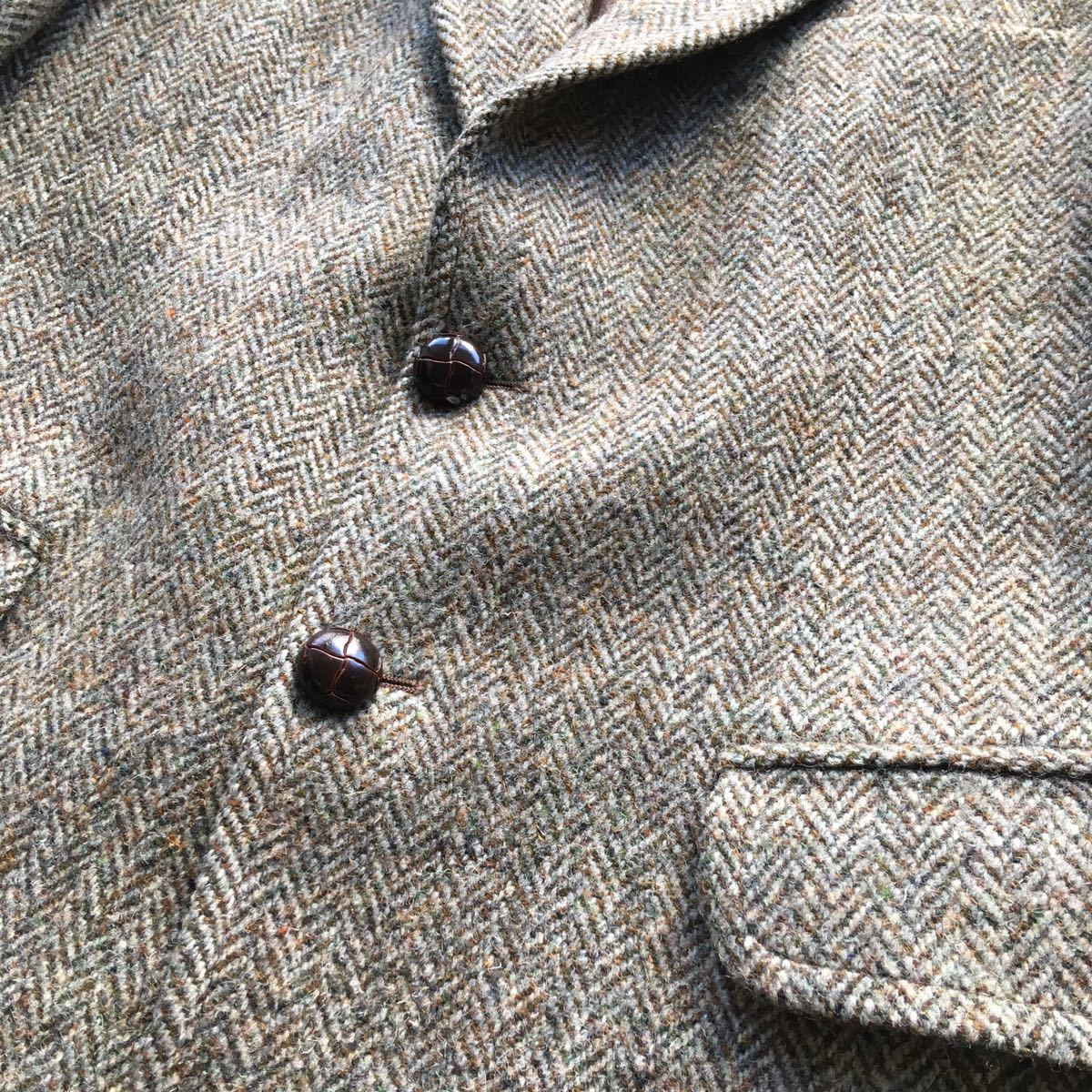 【Harris Tweed】ハリスツイード×バートン ツイードテーラードジャケット/BURTON USA製 レア メランジウール ヴィンテージ 60s70s_画像4