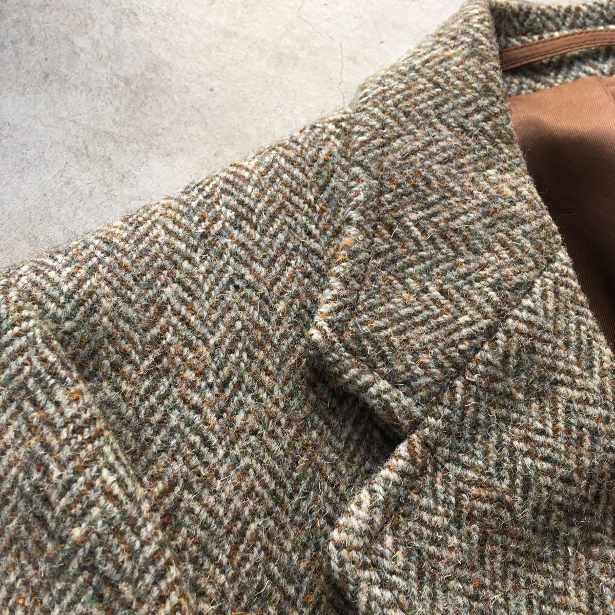 【Harris Tweed】ハリスツイード×バートン ツイードテーラードジャケット/BURTON USA製 レア メランジウール ヴィンテージ 60s70s_画像3