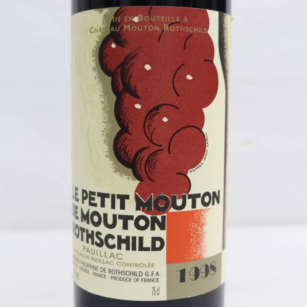 LE PETIT MOUTON DE MOUTON ROTHSCHILD（ル プティ ムートン ド ムートン ロートシルト）1998 12.5％ 750ml ※オリあり M23K070019_画像2