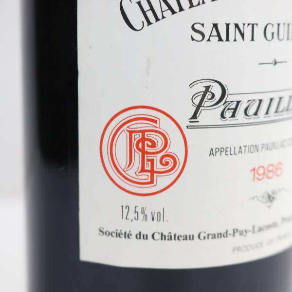 1円～CHATEAU GRAND-PUY-LACOSTE（シャトー グラン ピュイ ラコスト）1986 12.5％ 750ml ※液面低下 M23K070010_画像6